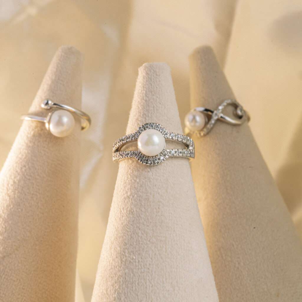 “Eve” Akoya & CZ Double Shank Ring Amirah Gems