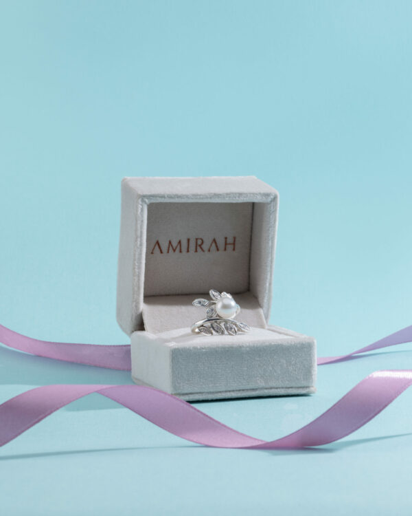 "FLOWERET"  Japanese Akoya Pearl & CZ Ring - Image 2