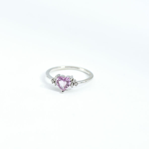 "Amirah Rose Heart"  Pink Sapphire and Diamond Ring - Image 2