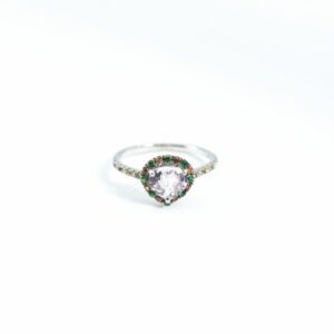 "Amirah Peachy" Peach Sapphire & Diamond Ring