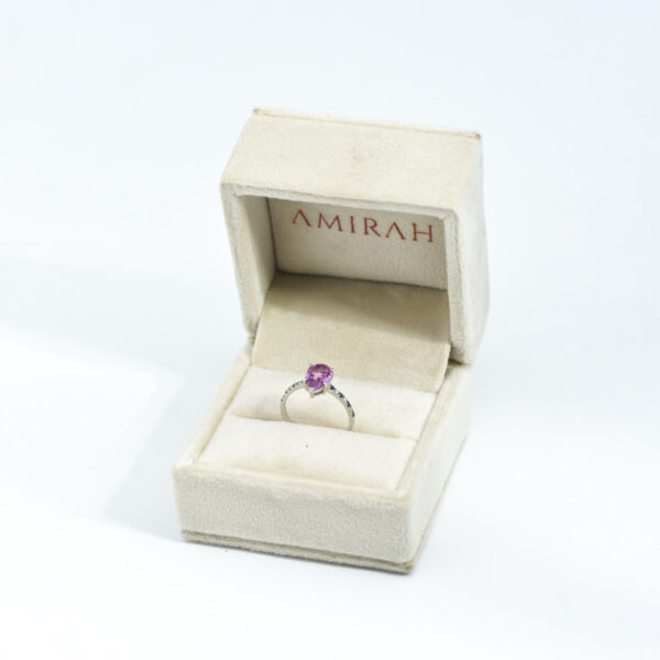 "Amirah Violet" Pink Sapphire & Diamond Ring - Image 3