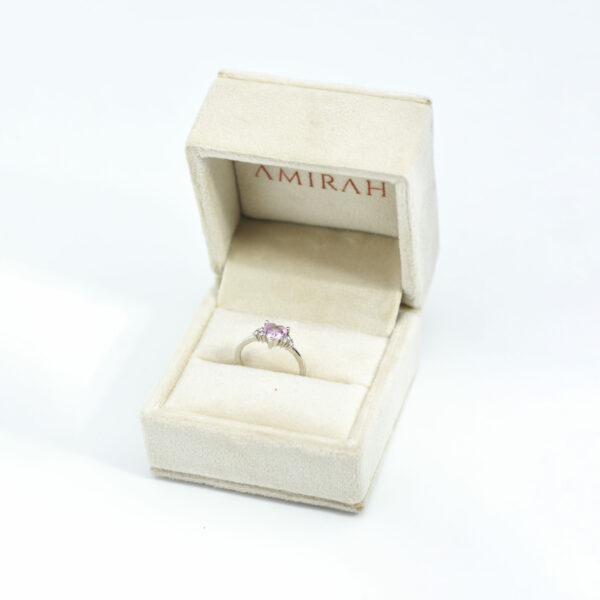 "Amirah Rose Heart"  Pink Sapphire and Diamond Ring - Image 3