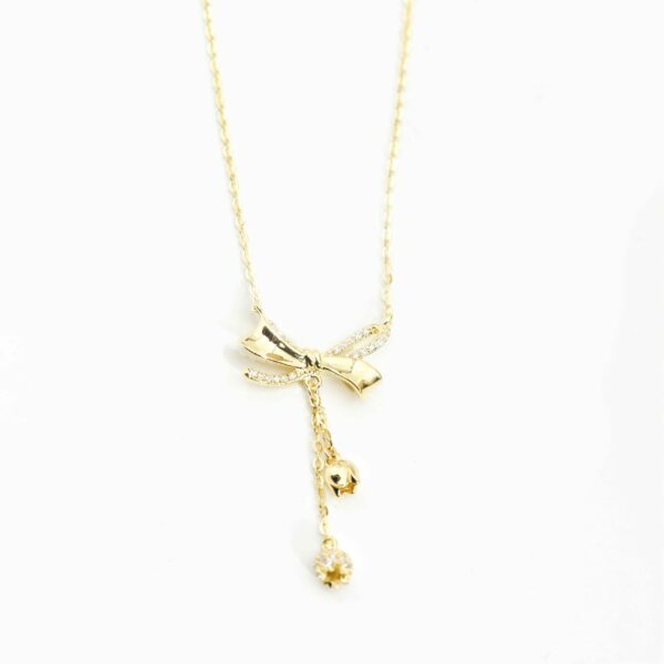 Golden Sparkle Bow Pendant - Image 2