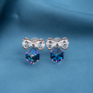 Crystal Ribbon Charm Earring