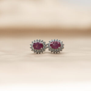 Ruby Crown Cluster Earring