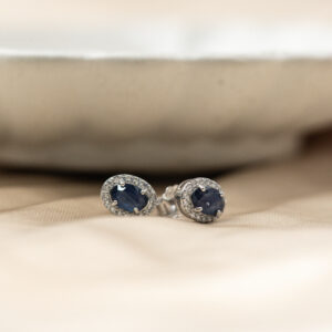Blue Topaz Halo Earring