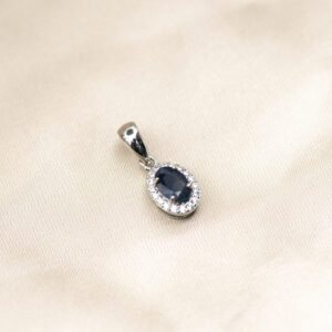 Blue Sapphire Halo Pendant