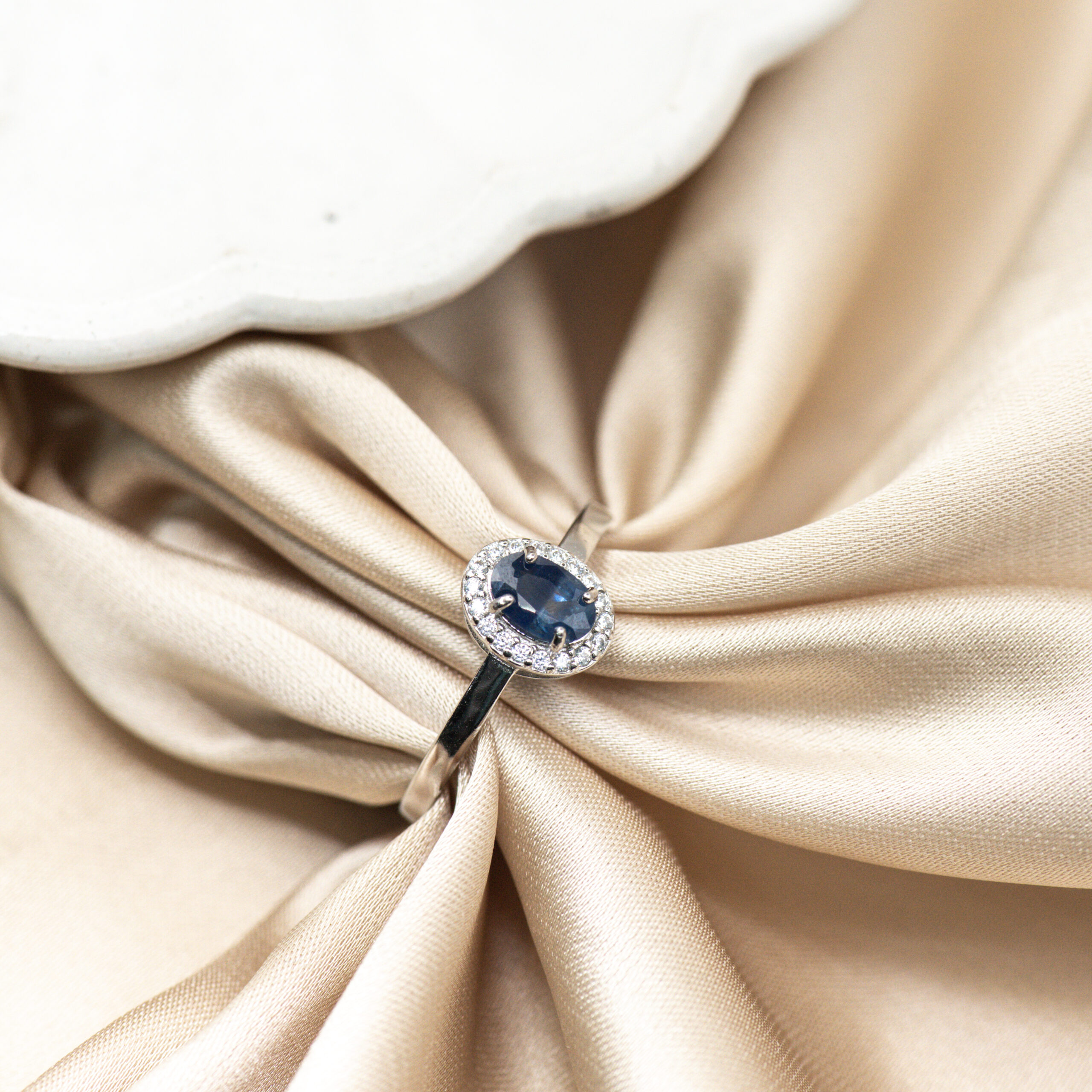 Blue Sapphire Halo Ring